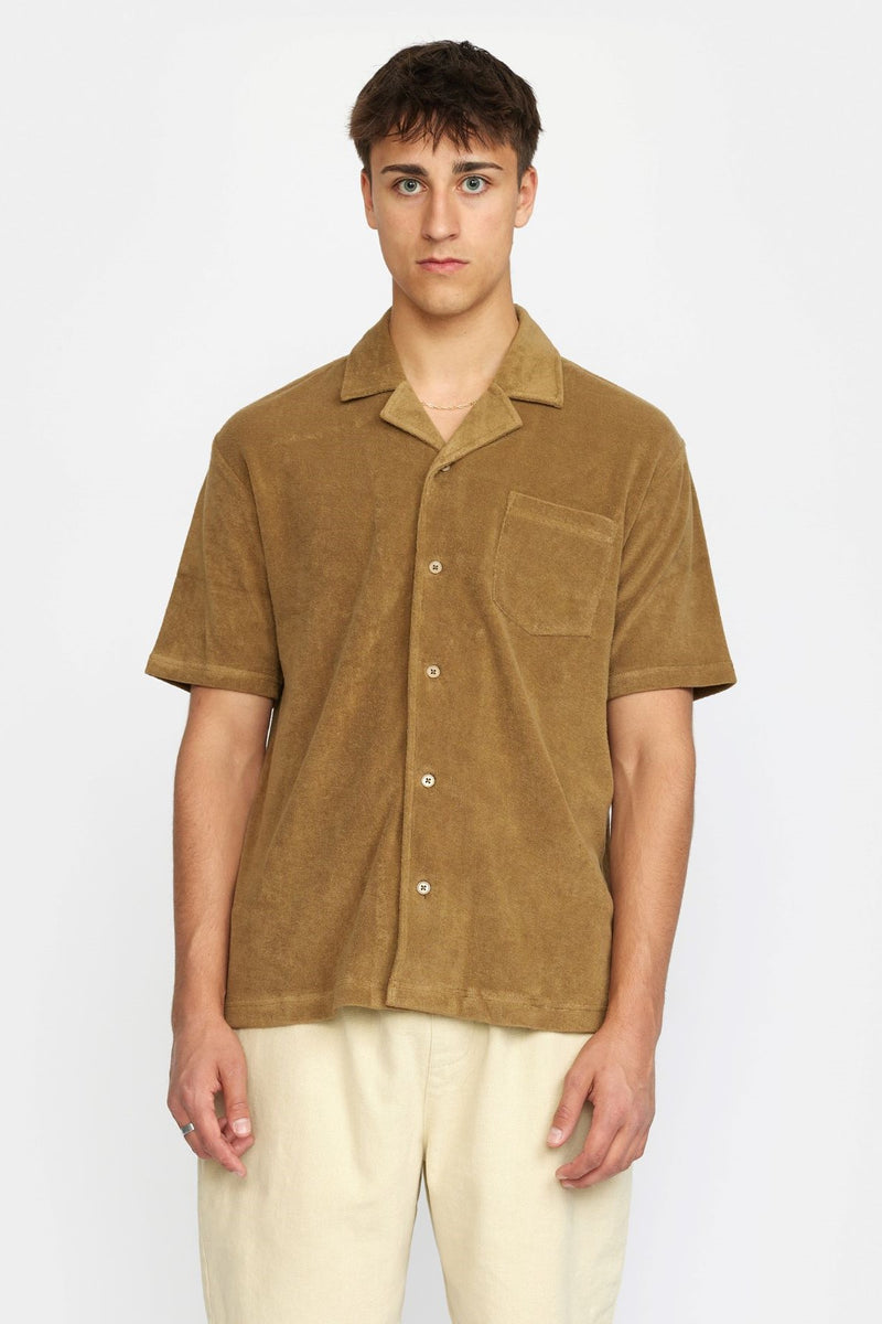 Terry Short-Sleeved Cuban Shirt / 3823 - Darkkhaki