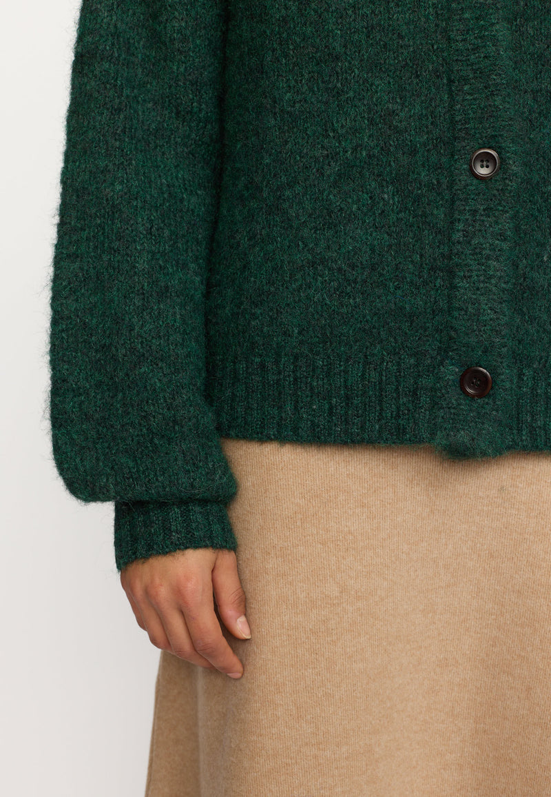 KNITTED MOHAIR CARDIGAN / 66107 - DARKGREEN