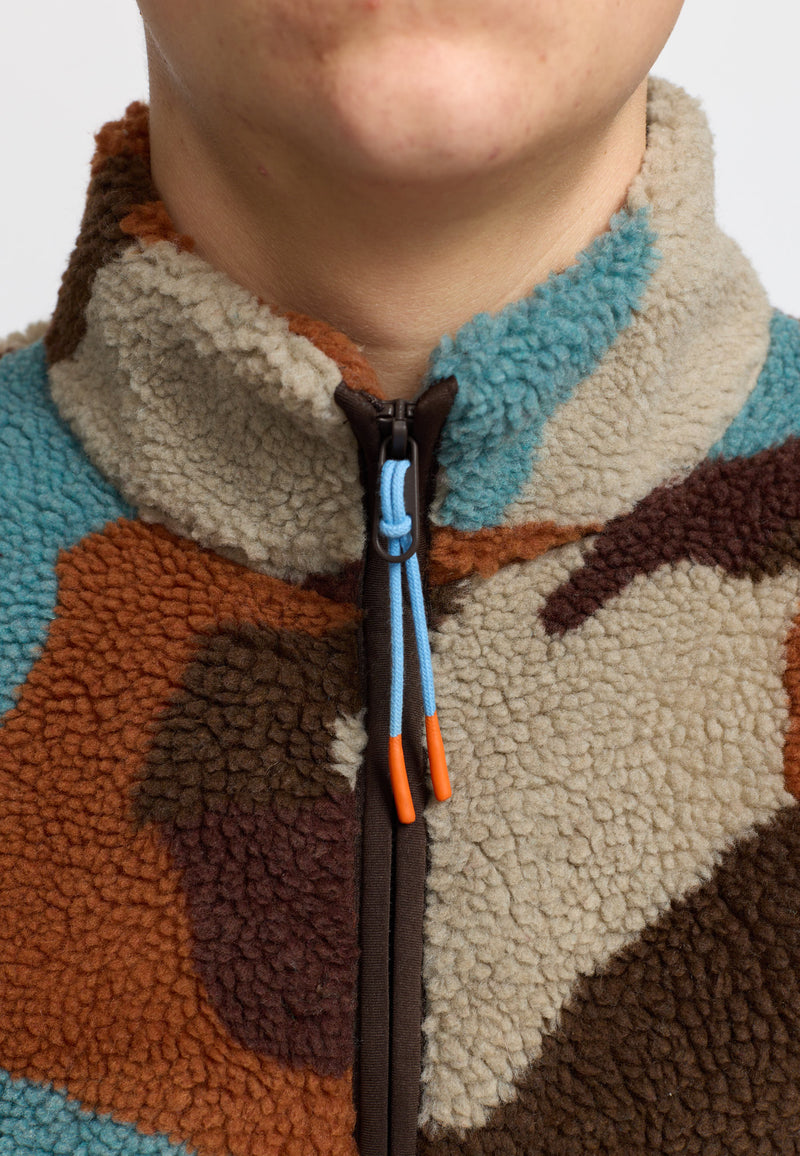 PRINTED TEDDY JACKET / 7023 - BROWN