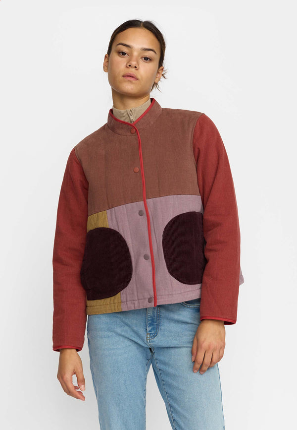 QUILTED PATCHWORK JACKET / 77345 - BROWN