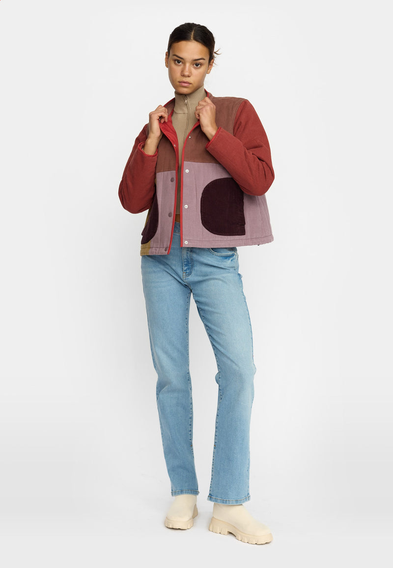 QUILTED PATCHWORK JACKET / 77345 - BROWN