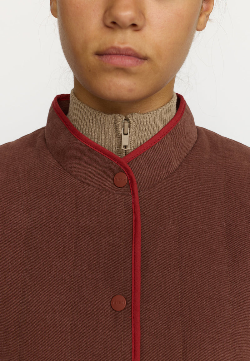 QUILTED PATCHWORK JACKET / 77345 - BROWN