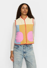 Quilted Patchwork Vest / 77362 - Off White
