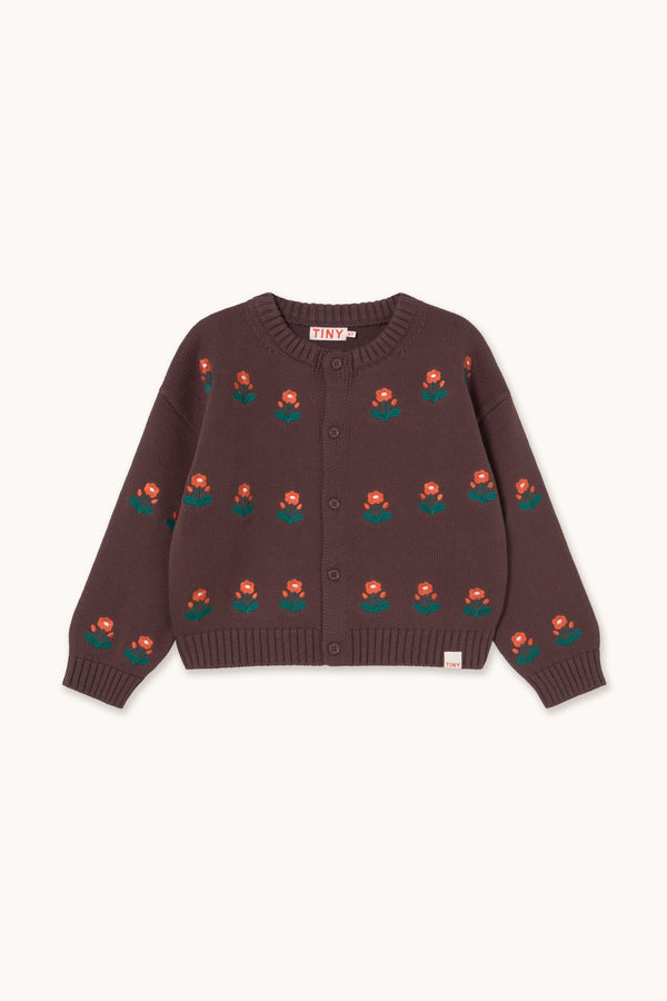 FLOWERS CARDIGAN - DARK BROWN