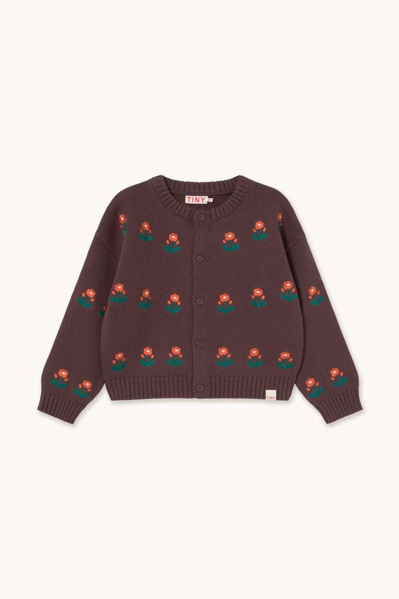 FLOWERS CARDIGAN - DARK BROWN
