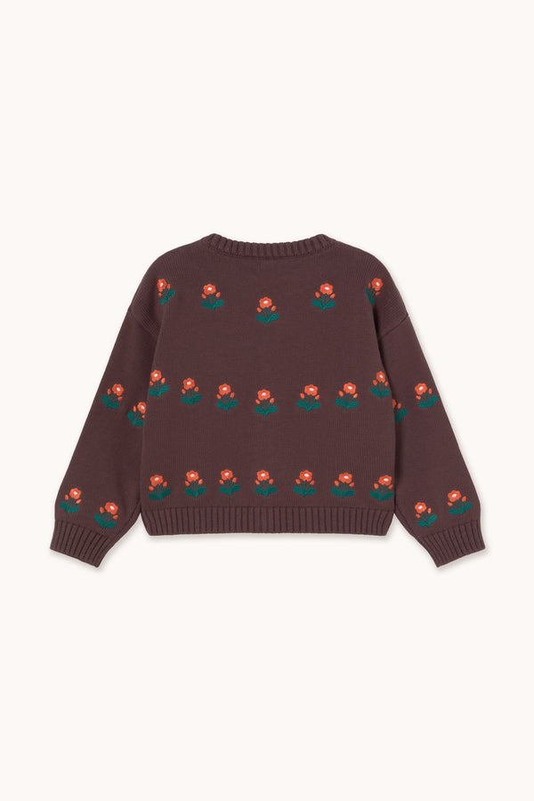 FLOWERS CARDIGAN - DARK BROWN
