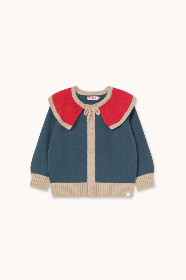COLOR BLOCK CARDIGAN - LIGHT NAVY