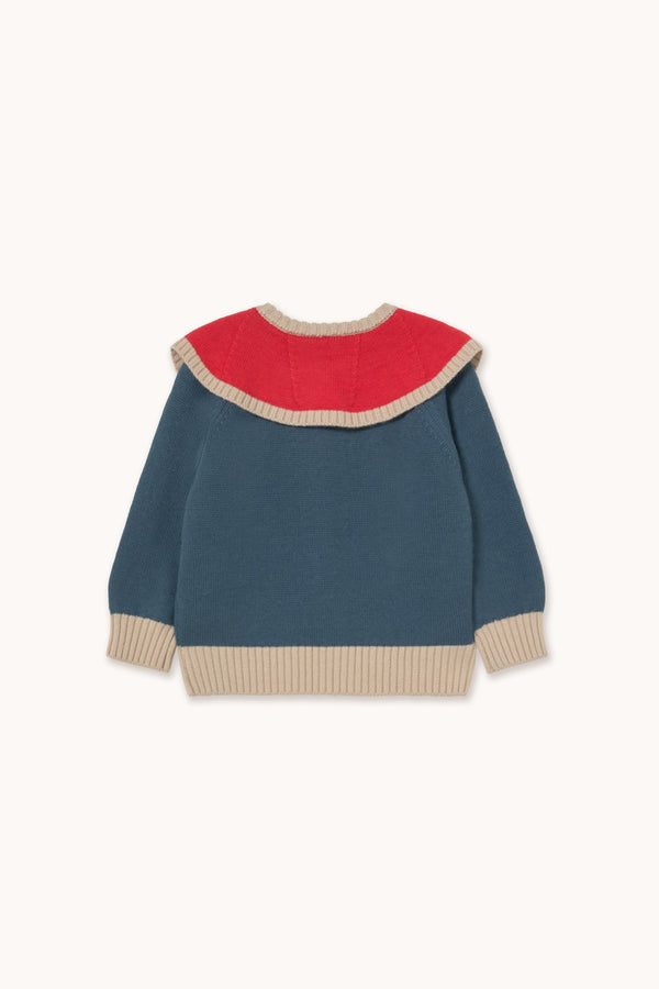 COLOR BLOCK CARDIGAN - LIGHT NAVY