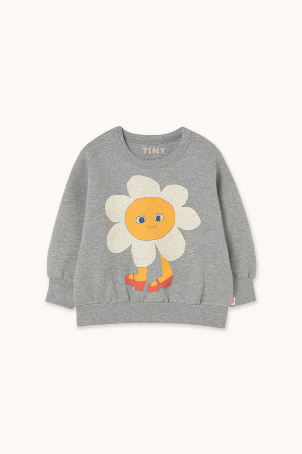 FLOWERS GRAPHIC SWEATSHIRT - MEDIUM GREY HEATHER
