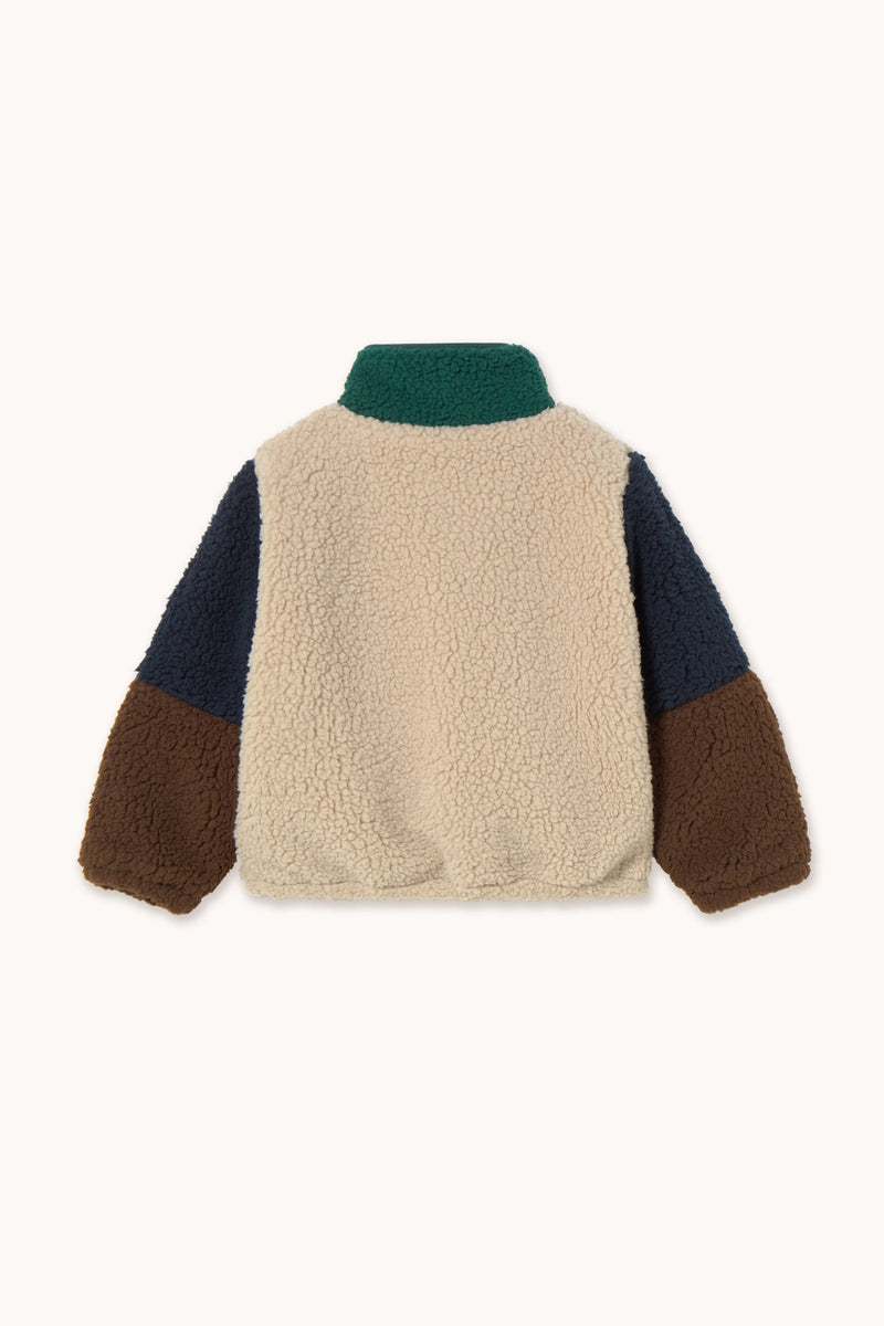 COLOR BLOCK POLAR SHERPA JACKET - DARK GREEN