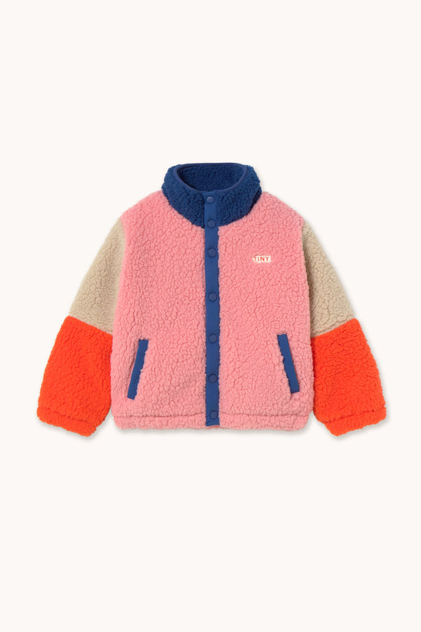 COLOR BLOCK POLAR SHERPA JACKET - DARK BLUE