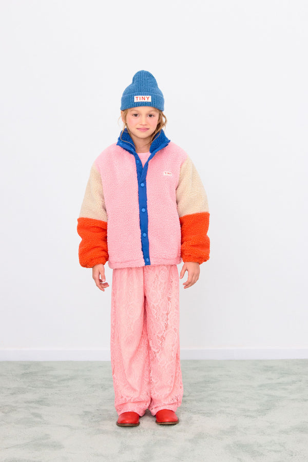 COLOR BLOCK POLAR SHERPA JACKET - DARK BLUE