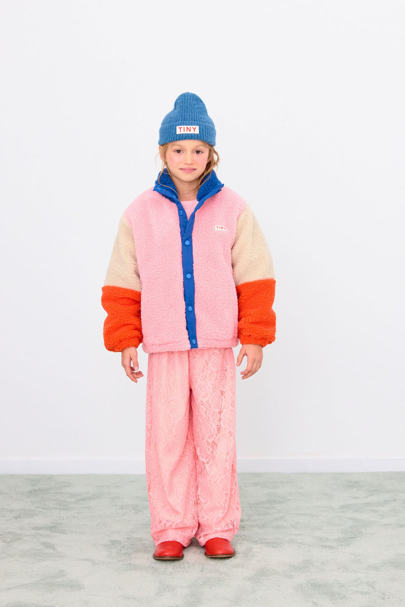 COLOR BLOCK POLAR SHERPA JACKET - DARK BLUE