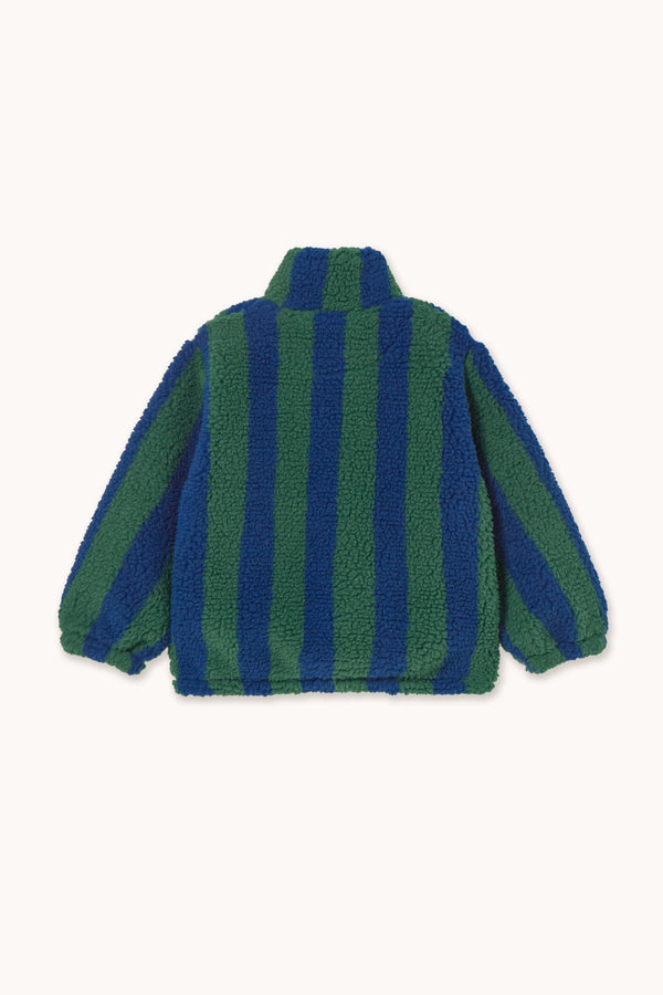 STRIPES SHERPA SWEATSHIRT - DARK GREEN/ LIGHT NAVY