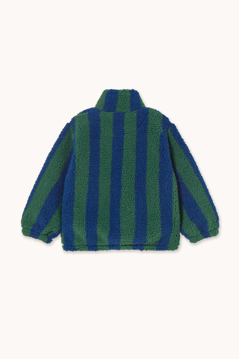 STRIPES SHERPA SWEATSHIRT - DARK GREEN/ LIGHT NAVY