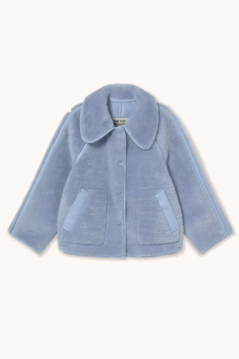 FAUX FUR COAT - DENIM BLUE