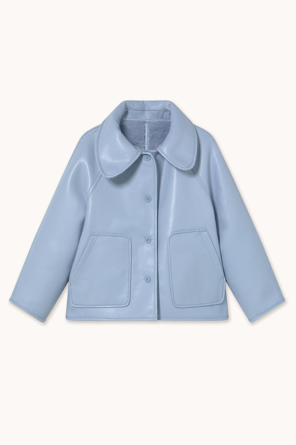 FAUX FUR COAT - DENIM BLUE