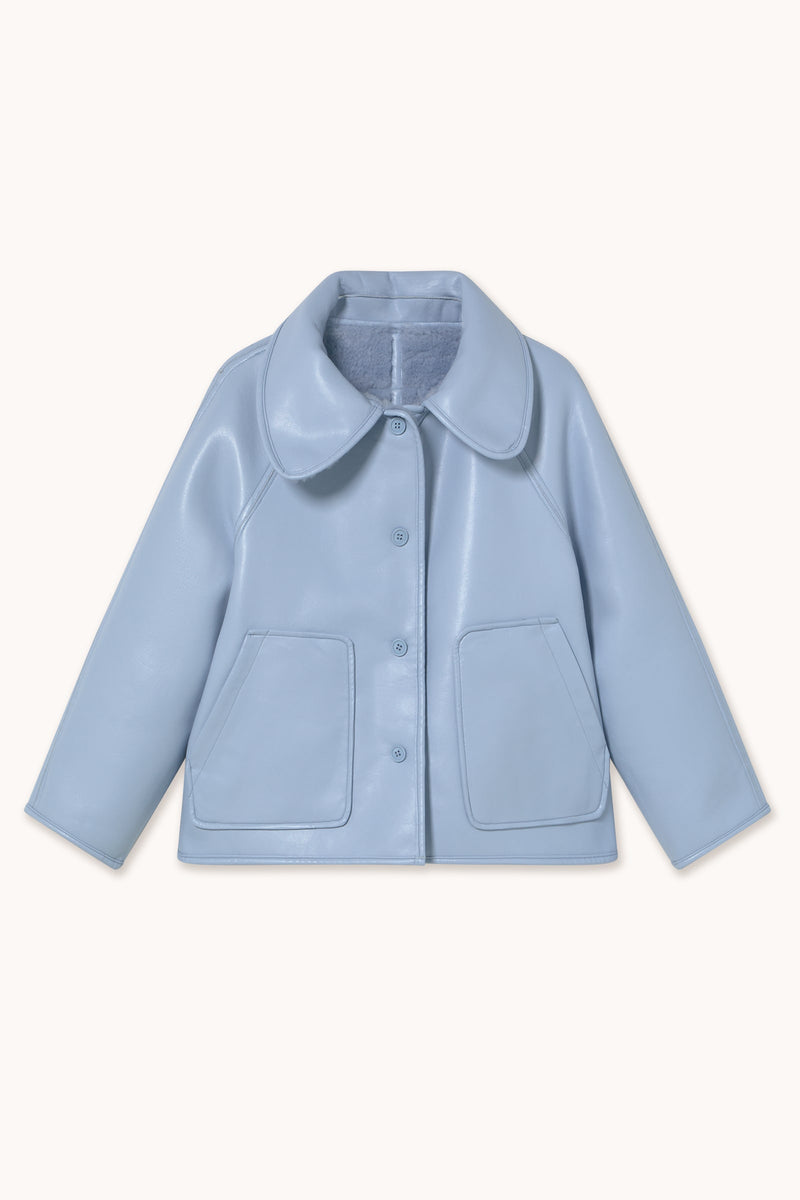 FAUX FUR COAT - DENIM BLUE