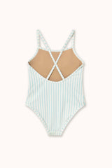 CYAN FINE STRIPES SWIMSUIT - LIGHT CYAN