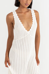 SCALLOP KNIT MAXI DRESS - CREAM