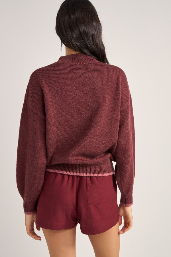 JULIET FLORAL JUMPER - BURGUNDY