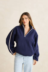 CAMP HALF ZIP SHERPA PULLOVER OCEAN