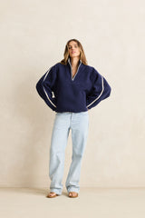 CAMP HALF ZIP SHERPA PULLOVER OCEAN