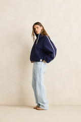 CAMP HALF ZIP SHERPA PULLOVER OCEAN