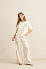 LINEN WHIP STITCH WIDE LEG PANT NATURAL