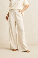 LINEN WHIP STITCH WIDE LEG PANT NATURAL