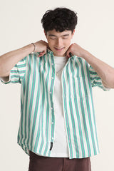 LAWSON STRIPE SS WHITE/VIVID VERDANT