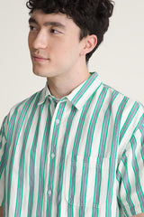 LAWSON STRIPE SS WHITE/VIVID VERDANT
