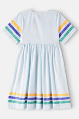 STRIPES MULTICOLOR DRESS - PASTEL BLUE
