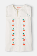 MINI CHERRIES TWILL DRESS - OFF WHITE