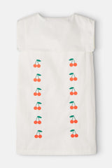 MINI CHERRIES TWILL DRESS - OFF WHITE