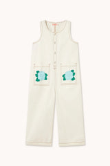 BLUE FLOWER PRINT LONG ONE PIECE - OFF WHITE