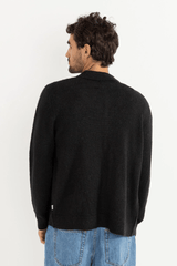 MOHAIR BUTTON UP KNIT - BLACK
