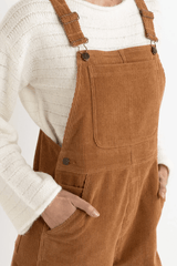 CORD TIE SHORT OVERALL - BROWN