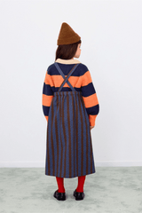 FLOWER MOTIF BRACES LONG SKIRT - DARK BROWN