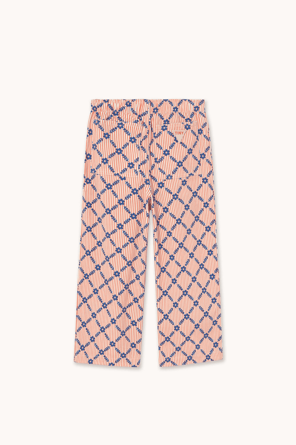 FLOWER GRID WOVEN PANT - LIGHT CREAM