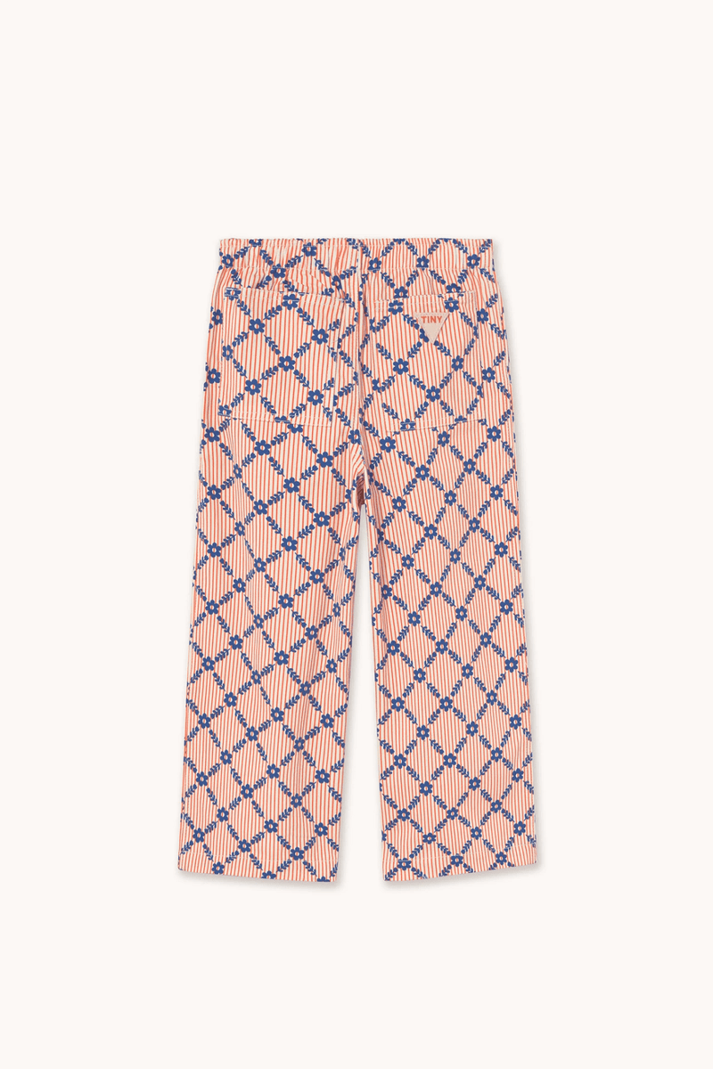 FLOWER GRID WOVEN PANT - LIGHT CREAM