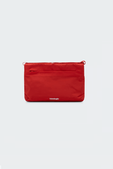 FLAT SACOCHE SMALL RED TECH SATEEN