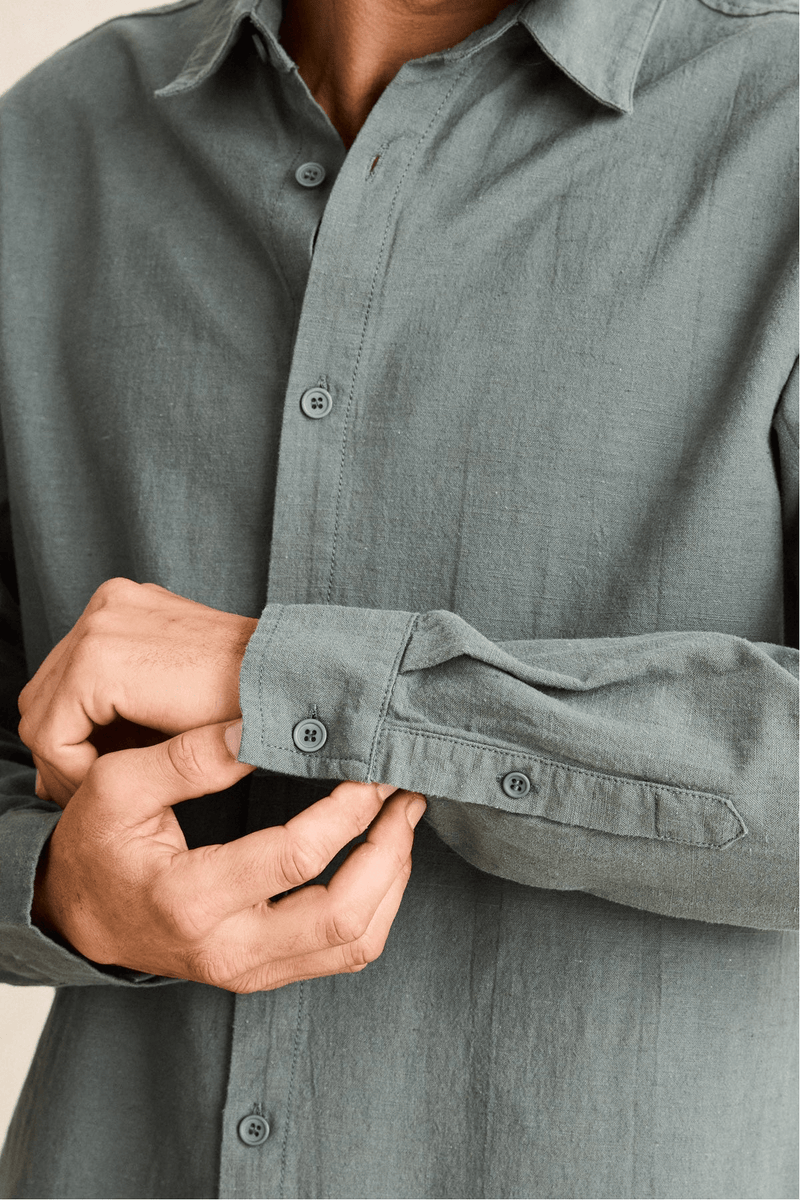CLASSIC LINEN LS SHIRT - SILVER PINE