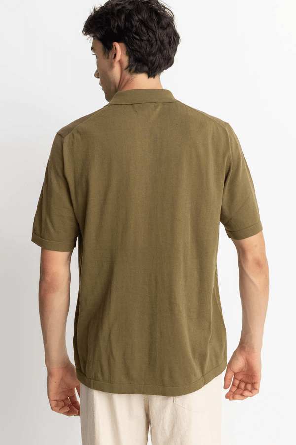 Essential Knit SS Polo - Olive