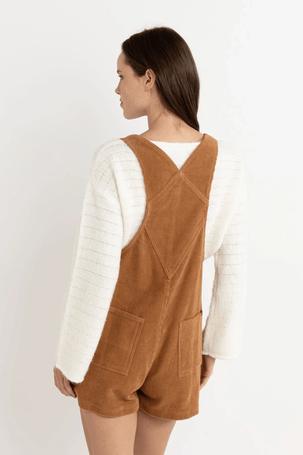 CORD TIE SHORT OVERALL - BROWN