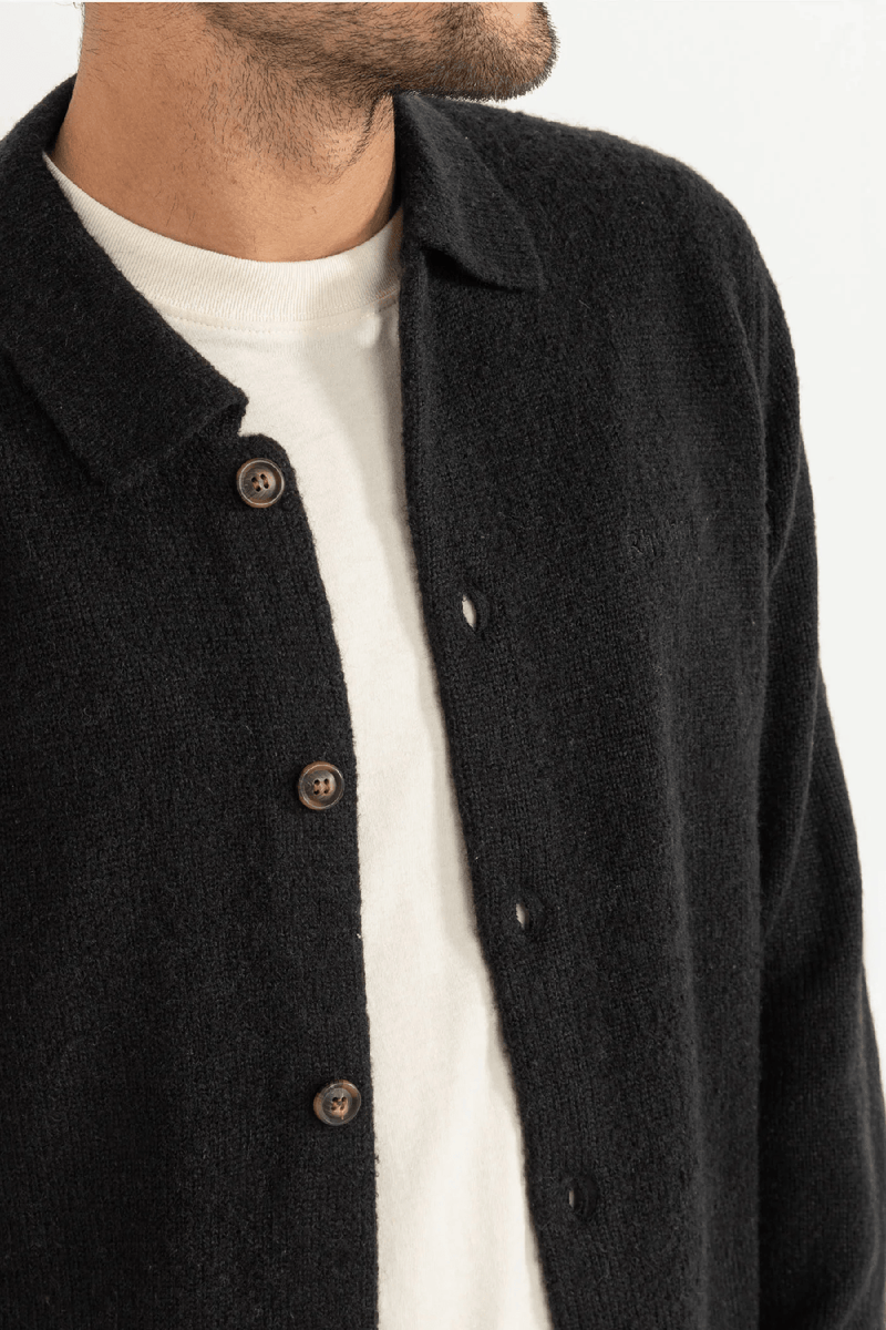 MOHAIR BUTTON UP KNIT - BLACK