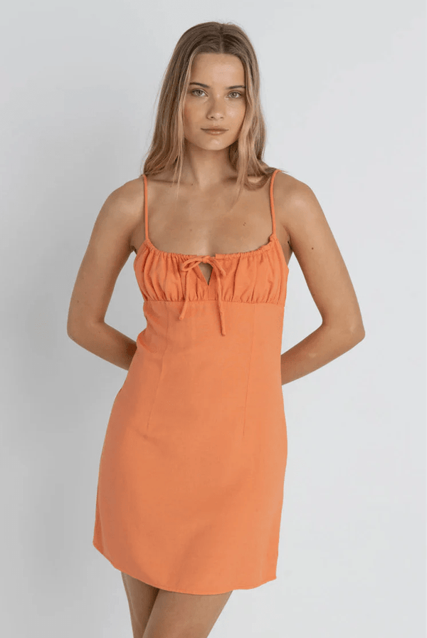 ANDIE GATHERED MINI DRESS - PEACH