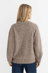 QUINN V-NECK COLLARED JUMPER - OATMEAL