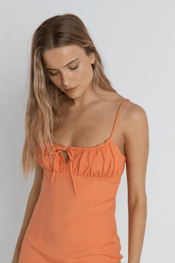 ANDIE GATHERED MINI DRESS - PEACH