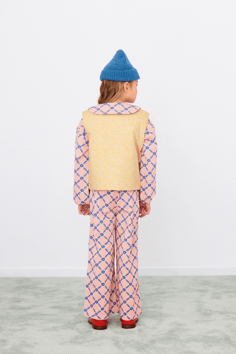 FLOWER GRID WOVEN PANT - LIGHT CREAM